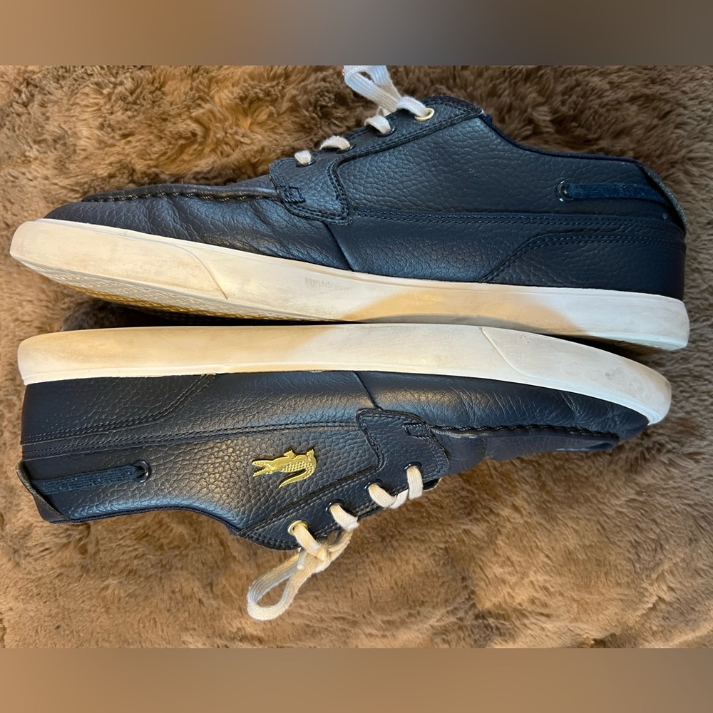 Lacoste Men's Navy Leather Shoes Size 10.5 - Picture 6 of 7